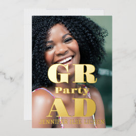 MODERNE FOTO AFSTUDEERFEESTJE FOLIE UITNODIGING