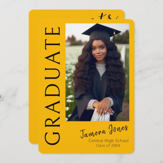 Moderne foto afstudeeruitnodiging kaart (Voorkant / Achterkant)