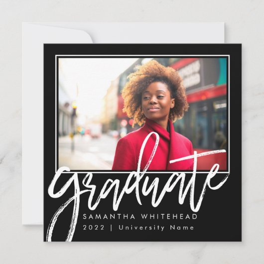 Moderne Foto Afstuderen 2022 Aankondiging zwart (Voorkant)
