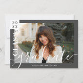 Moderne Foto Afstuderen Aankondiging 2022 Dark Gre (Voorkant)