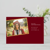Moderne foto Afstuderen aankondiging Folie maroon (Staand Voorkant)