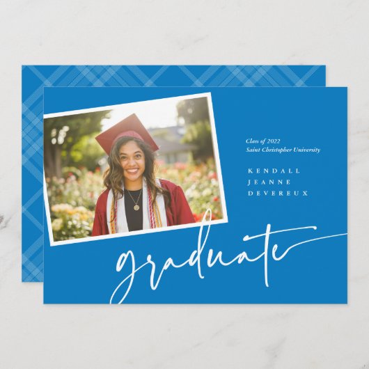 Moderne foto Afstuderen aankondiging momentopname (Voorkant / Achterkant)