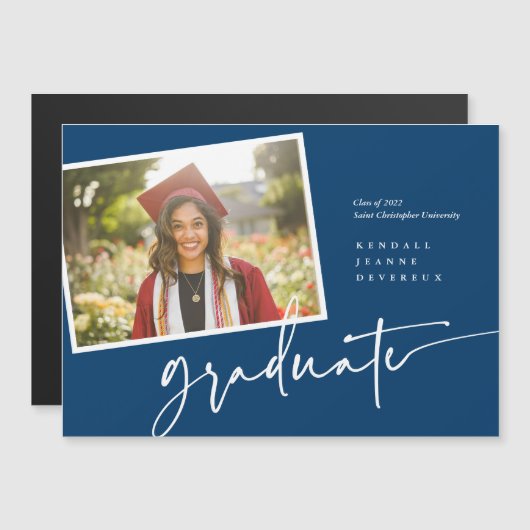 Moderne foto Afstuderen aankondiging momentopname (Voorkant / Achterkant)