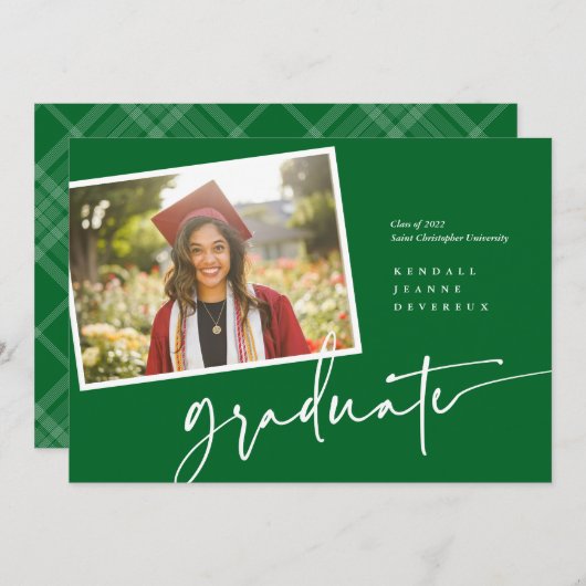 Moderne foto Afstuderen aankondiging momentopname (Voorkant / Achterkant)