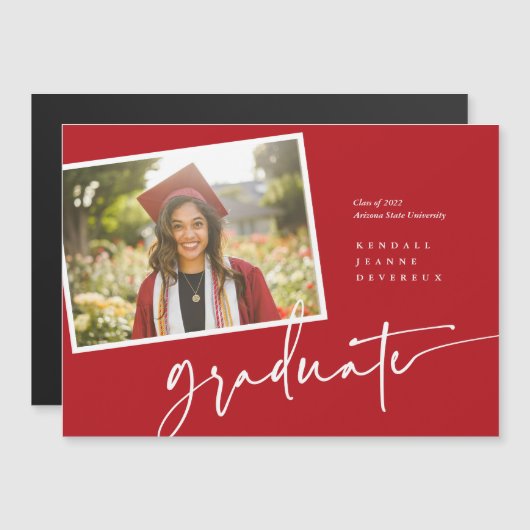 Moderne foto Afstuderen aankondiging momentopname (Voorkant / Achterkant)