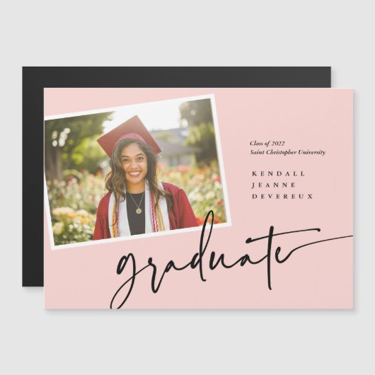 Moderne foto Afstuderen aankondiging momentopname (Voorkant / Achterkant)