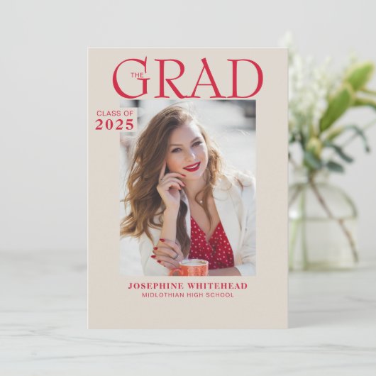 Moderne Foto Afstuderen Aankondiging Tan 2023 (Staand voorkant)