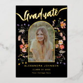 Moderne foto Afstuderen aankondigingspartij Gold Folie Uitnodiging (Voorkant)