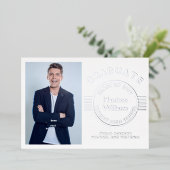 Moderne foto-Afstuderen Afstuderen zilver Folie Uitnodiging (Staand Voorkant)