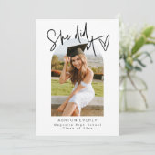 Moderne Foto Afstuderen Announounement Party nodig Kaart (Staand voorkant)