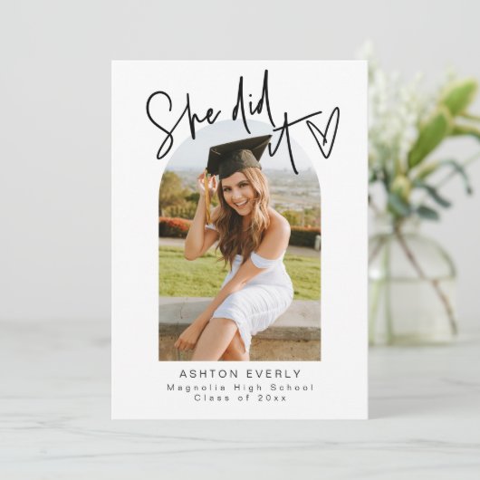 Moderne Foto Afstuderen Announounement Party nodig Kaart (Staand voorkant)