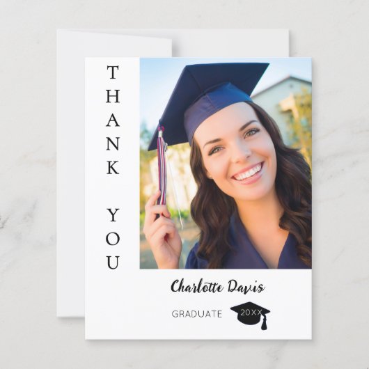 Moderne foto afstuderen bedankkaart (Voorkant)