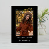 Moderne foto Afstuderen Black Folie Uitnodiging (Staand Voorkant)