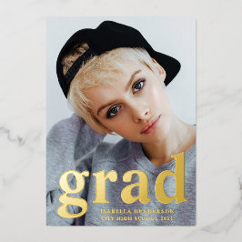 Moderne foto Afstuderen Black Gold Foil Folie Uitnodiging