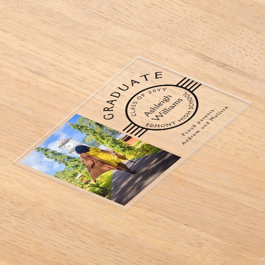 Moderne foto Afstuderen Black Stripes Afstuderen A Acryl Uitnodigingen (Laagn)