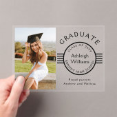 Moderne foto Afstuderen Black Stripes Afstuderen Acryl Uitnodigingen (Insitu (Draagbaar))