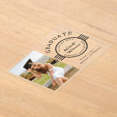 Moderne foto Afstuderen Black Stripes Afstuderen Acryl Uitnodigingen (Laagn)