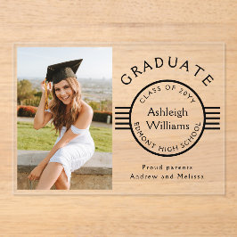 Moderne foto Afstuderen Black Stripes Afstuderen Acryl Uitnodigingen
