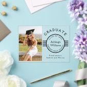 Moderne foto Afstuderen Black Stripes Afstuderen Acryl Uitnodigingen (Insitu (Huwelijk))