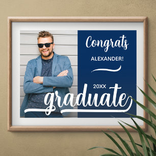 Moderne foto Afstuderen blauw Poster