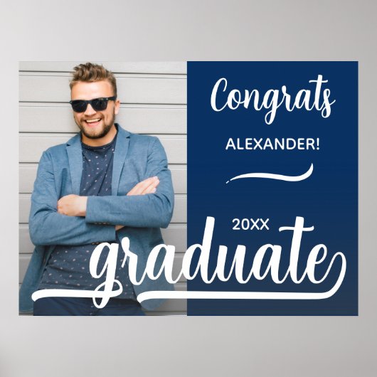 Moderne foto Afstuderen blauw Poster (Voorkant)