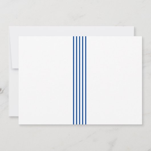 Moderne foto Afstuderen blauwe strepes op maat Aankondiging (Achterkant)