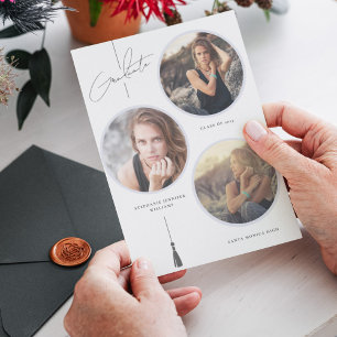 Moderne foto-Afstuderen Cirkel wit Aankondiging