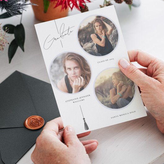 Moderne foto-Afstuderen Cirkel wit Aankondiging