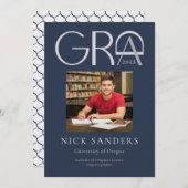 Moderne foto Afstuderen College Navy Aankondiging (Voorkant / Achterkant)