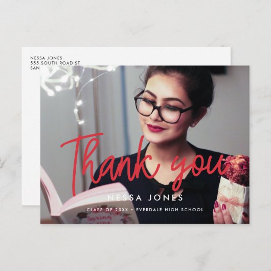 Moderne foto afstuderen Dank u Briefkaart (Voorkant / Achterkant)