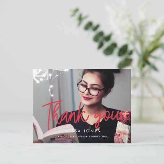 Moderne foto afstuderen Dank u Briefkaart (Staand voorkant)