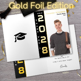 Moderne foto Afstuderen dank u zwart goud Folie Wenskaart