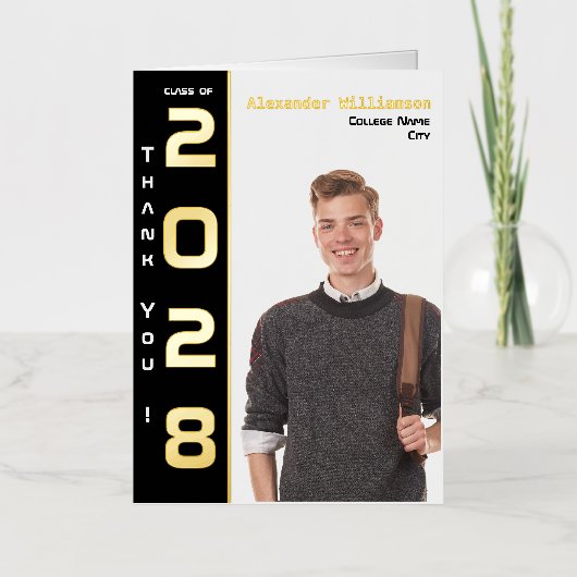 Moderne foto Afstuderen dank u zwart goud Folie Wenskaart (Voorkant)