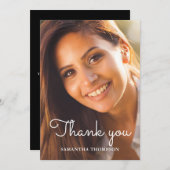 Moderne foto-Afstuderen flat bedankt kaart (Voorkant / Achterkant)