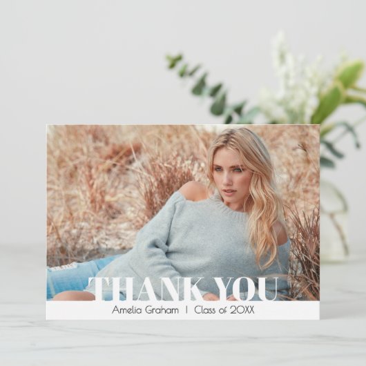Moderne foto-Afstuderen - Hartelijk dank Bedankkaart (Staand voorkant)