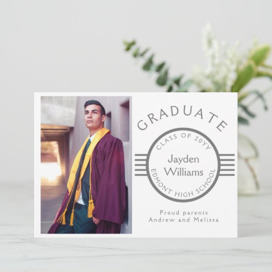 Moderne foto Afstuderen het Afstuderen Silver Stri Aankondiging (Staand voorkant)