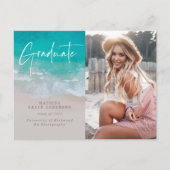 Moderne foto afstuderen oceaanstrandscript modern briefkaart (Voorkant)