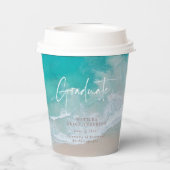 Moderne foto afstuderen oceaanstrandscript modern papieren bekers (Achterkant)