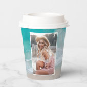 Moderne foto afstuderen oceaanstrandscript modern papieren bekers (Achterkant)