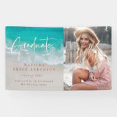 Moderne foto afstuderen oceaanstrandscript modern spandoek (Horizontaal)