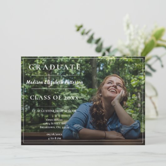 Moderne Foto Afstuderen Open House Kaart (Staand voorkant)