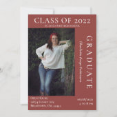 Moderne Foto Afstuderen Open House | Warm Red Kaart (Voorkant)