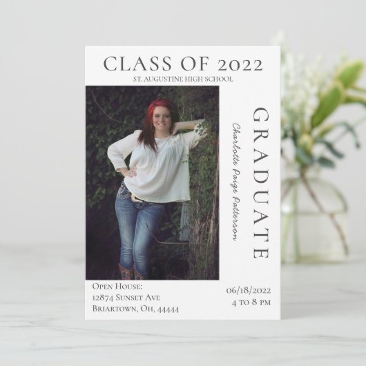 Moderne Foto Afstuderen Open House | wit Kaart (Staand voorkant)