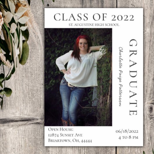 Moderne Foto Afstuderen Open House | wit Kaart