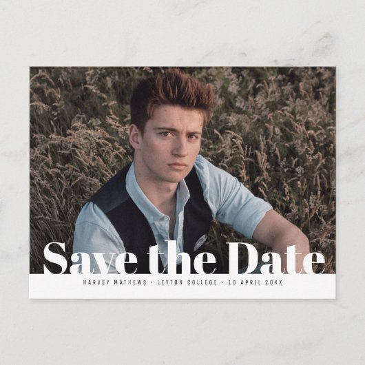 Moderne foto afstuderen opslaan van de datum briefkaart (Voorkant)