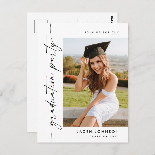 Moderne foto afstuderen partij uitnodiging (Voorkant / Achterkant)
