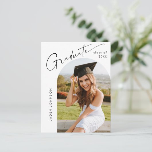 Moderne foto afstuderen partij uitnodiging (Staand voorkant)