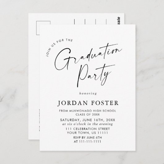 Moderne foto afstuderen partij uitnodiging (Voorkant / Achterkant)