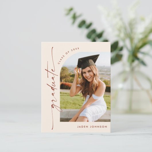 Moderne foto afstuderen partij uitnodiging (Staand voorkant)