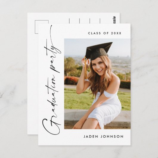 Moderne foto afstuderen partij uitnodiging (Voorkant / Achterkant)